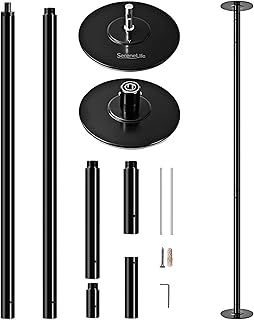 SereneLife Professional Upgrade Spinning Dance Pole - Portable & Removable Stripper Fitness Pole, Adjustable & Smooth Connection, Great for Workout & Exercise, Club, Bedroom, Home - SLDPBK (Black)
