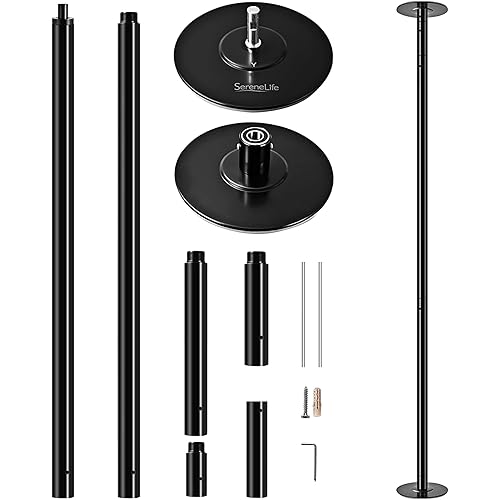 SereneLife Professional Spinning Dance Pole, 45mm Portable Exercise Pole for Fitness – Durable Steel Build, Anti-Rust Finish, Suitable for Home, Club, Gym, Party, Pub