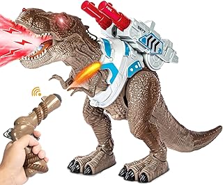 ロボット恐竜おもちゃ - 男の子に 歩いて、吼えて、光って、噴射！大暴れT-REXロボット 多機能バトルアクションフィギュア