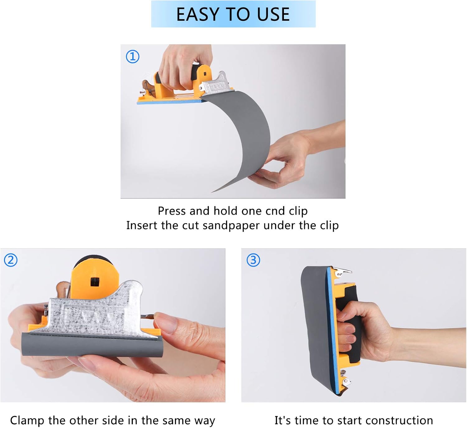 Hand Sander for Drywall, 36 Pack 120 to 3000 Assorted Grit Wet & Dry Sandpaper Block with 2 Pack Drywall Hand Sander, Suitable for Wood Glass Metal Polishing