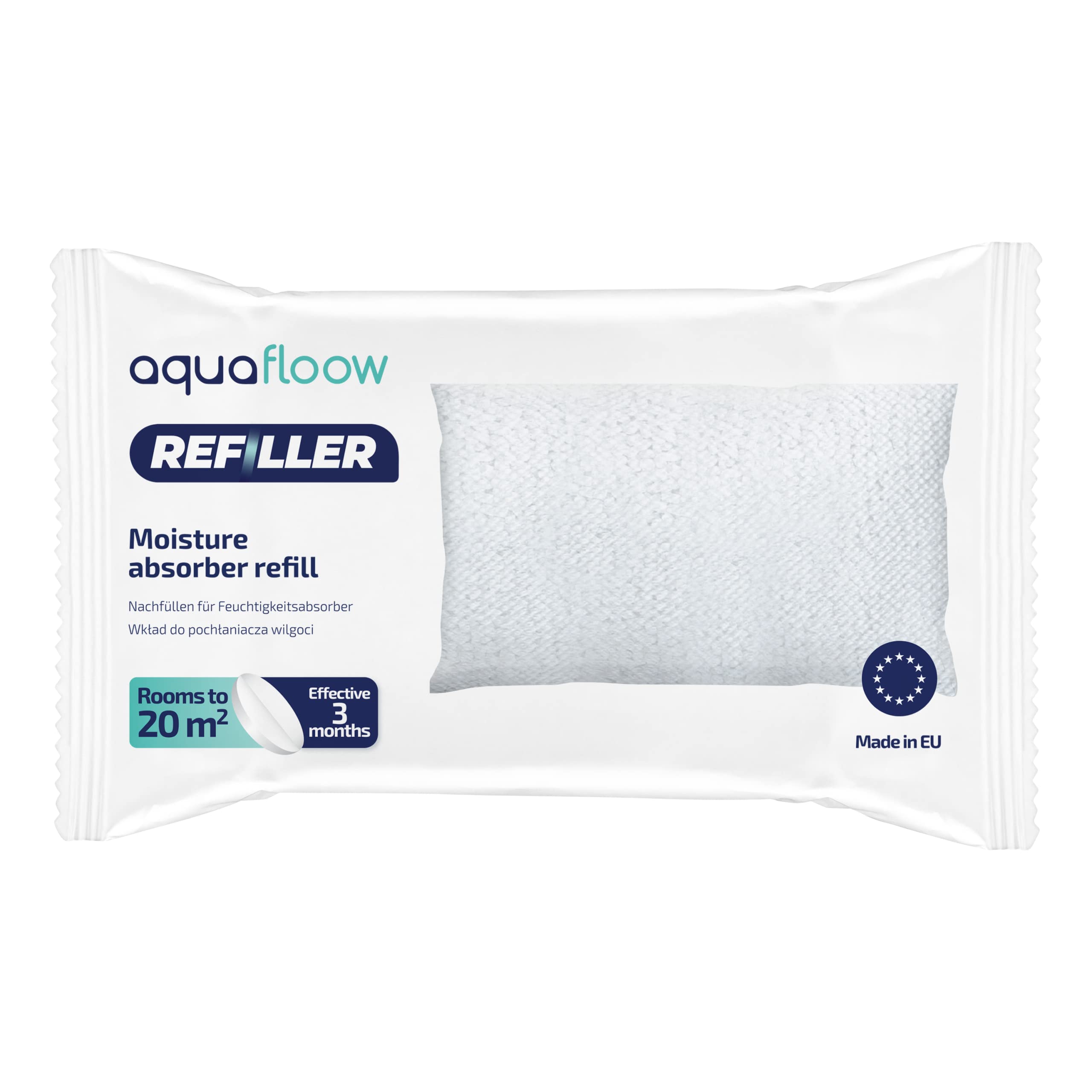 Aquafloow 20x Sachets de Granulés pour Déshumidificateur 250 g, Contrôle des Moisissures pour Pièces de 40 m² | Recharges Ultra-Absorbantes