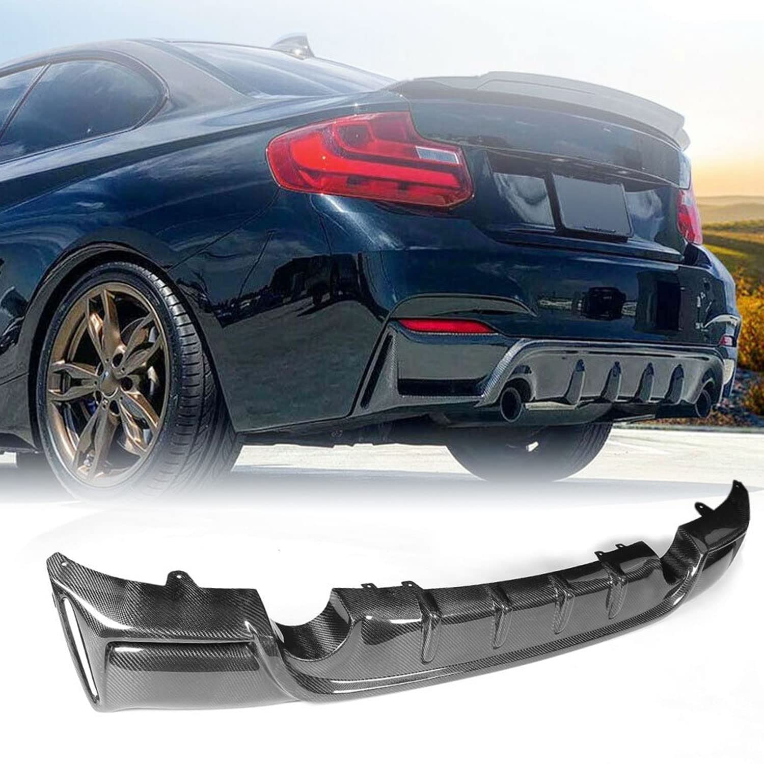 Amazon.co.jp: カーボンファイバーリアディフューザー為にBMW 2