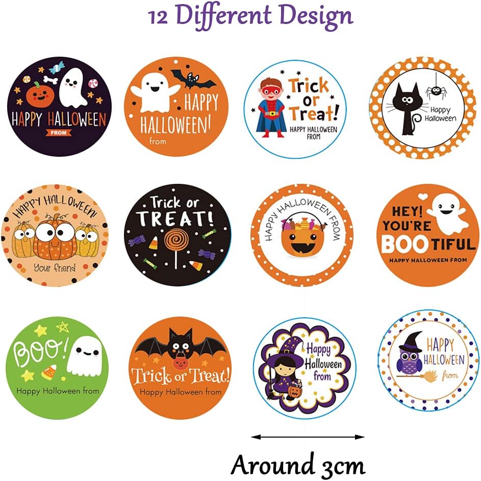 10 Sheets Halloween Stickers for Kids with 12 Kinds Different Design Seal for Envelope Party Gifts Baking Candy Gift Box Business Decoration (120pcs) - Image 2