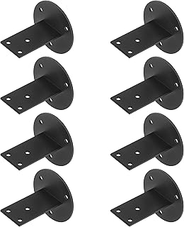 8 Pack Black Stair Handrail Bracket for Square Wood Railing, Wall Mount Flat Support, Stainless Steel, 2" Projection