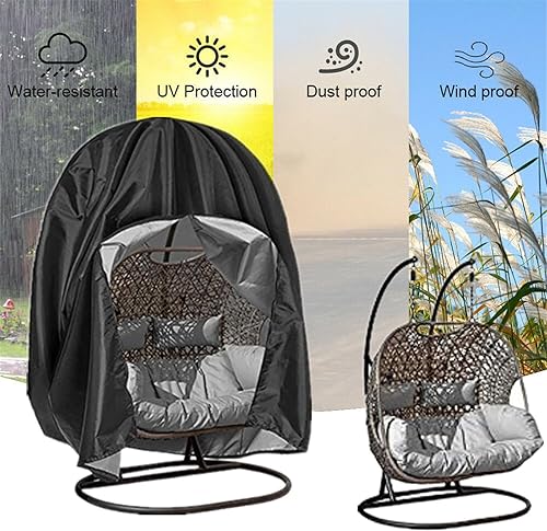 Miniatura 8 de ASkinds Fundas para sillas colgantes de patio con cremallera, fundas duraderas de doble mimbre para sillas oscilantes, 91 pulgadas de alto x 80