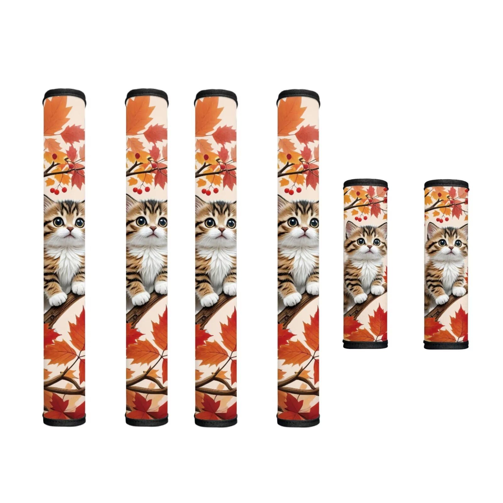 6 Pcs Refrigerator Microwave Door Handle Covers Electrical Appliances Handle Protector Keep Clean and Protected from Oil Stains, Fingerprints, Liquids, Cat Maple Leaf Fall Decorations