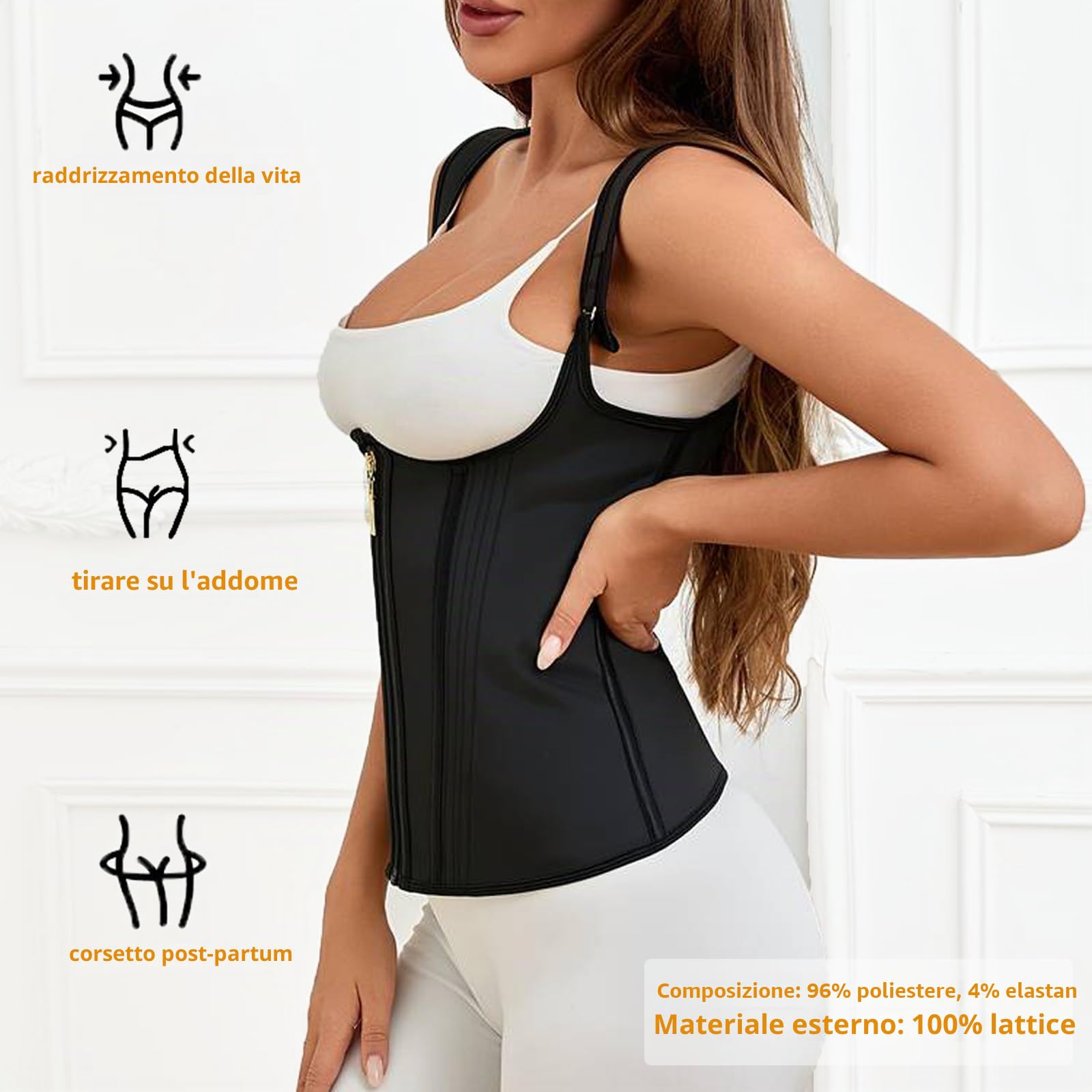 Ahigh Body Contenitivo Modellante Donna Post Parto Shapewear Corsetto Stringivita Vita, Snellente Guaina Contenitiva con Materiali Traspiranti & Reggiseno Regolabile per Comfort Giornaliero