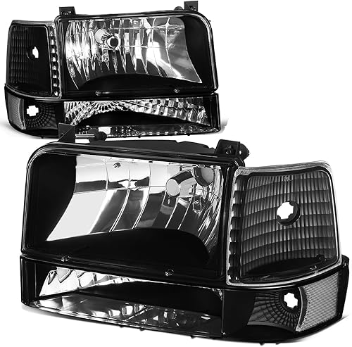 Vista 11 de Auto Dynasty Conjunto de 6 faros delanteros estilo fábrica con parachoques y luces de esquina compatibles con Ford F150 F250 F350 Bronco 92-96, lado