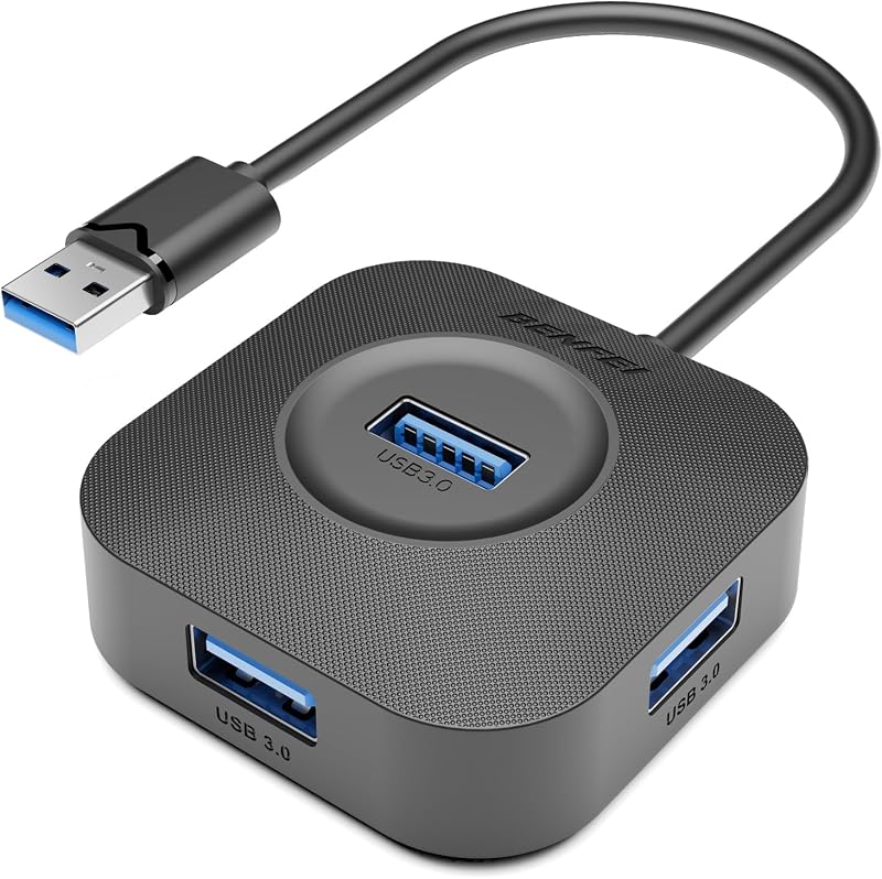 USB 3.0 Hub, 4 Ports USB A Splitter Ultra Compact for Mouse, Keyboard, Flash Drive, U Disk, Printer Compatible with Laptop, Desktop PC, Xbox, PS5, and More