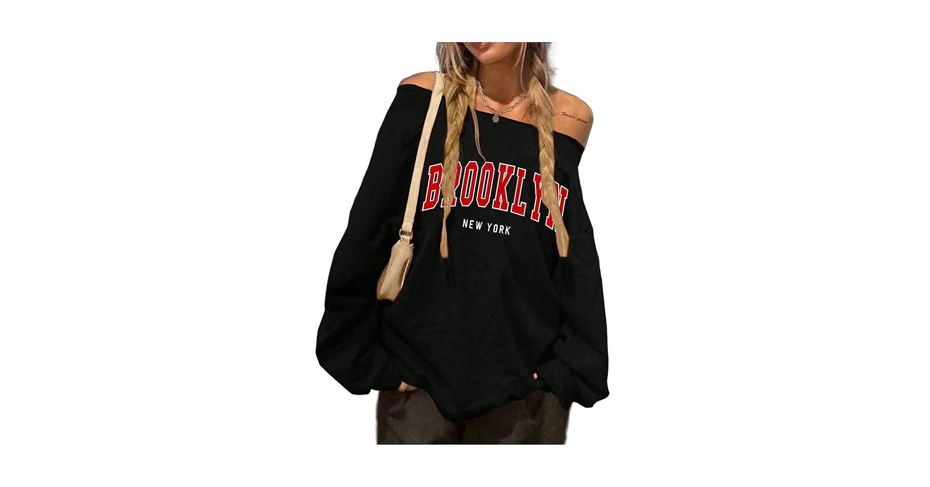 Amazon.com: Avanova Women Off The Shoulder Brooklyn Graphic