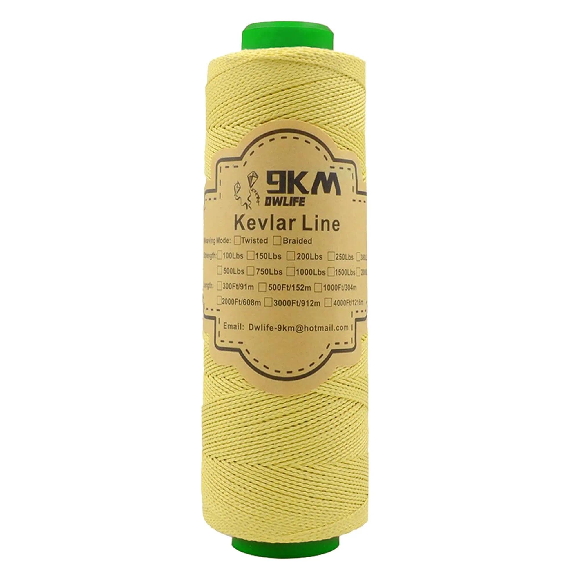 DWLIFE - Corda in Kevlar per aquiloni, ad Alta Resistenza, Non Elastica, Corda in Kevlar per Pesca, Campeggio, Escursionismo, Sopravvivenza all'aperto (0,35 mm-1,5 mm di Diametro), 40Lbs 1000Ft-Braid