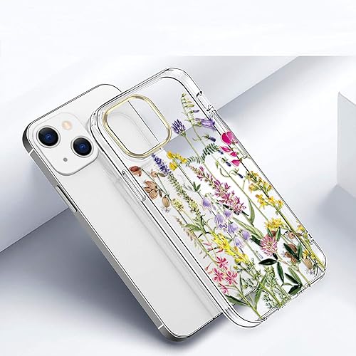 Miniatura 7 de luolnh Funda compatible con iPhone 13 con flores, para mujeres femeninas, a prueba de golpes, diseño floral, suave contraportada para iPhone 13 de