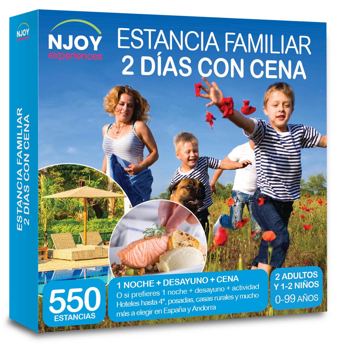 Caja Regalo - ESTANCIA FAMILIAR 2 DÍAS CON CENA - Idea de Regalo - Estancia Familiar con Cena de 1 Noche para 2 adultos y 1 o 2 niños
