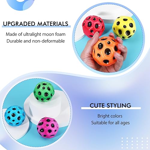 Miniatura 4 de JPONLINE 6 bolas espaciales, pelota espacial de alta elasticidad con bolsa de malla, bola de goma para regalo para niños para juegos de fiesta,