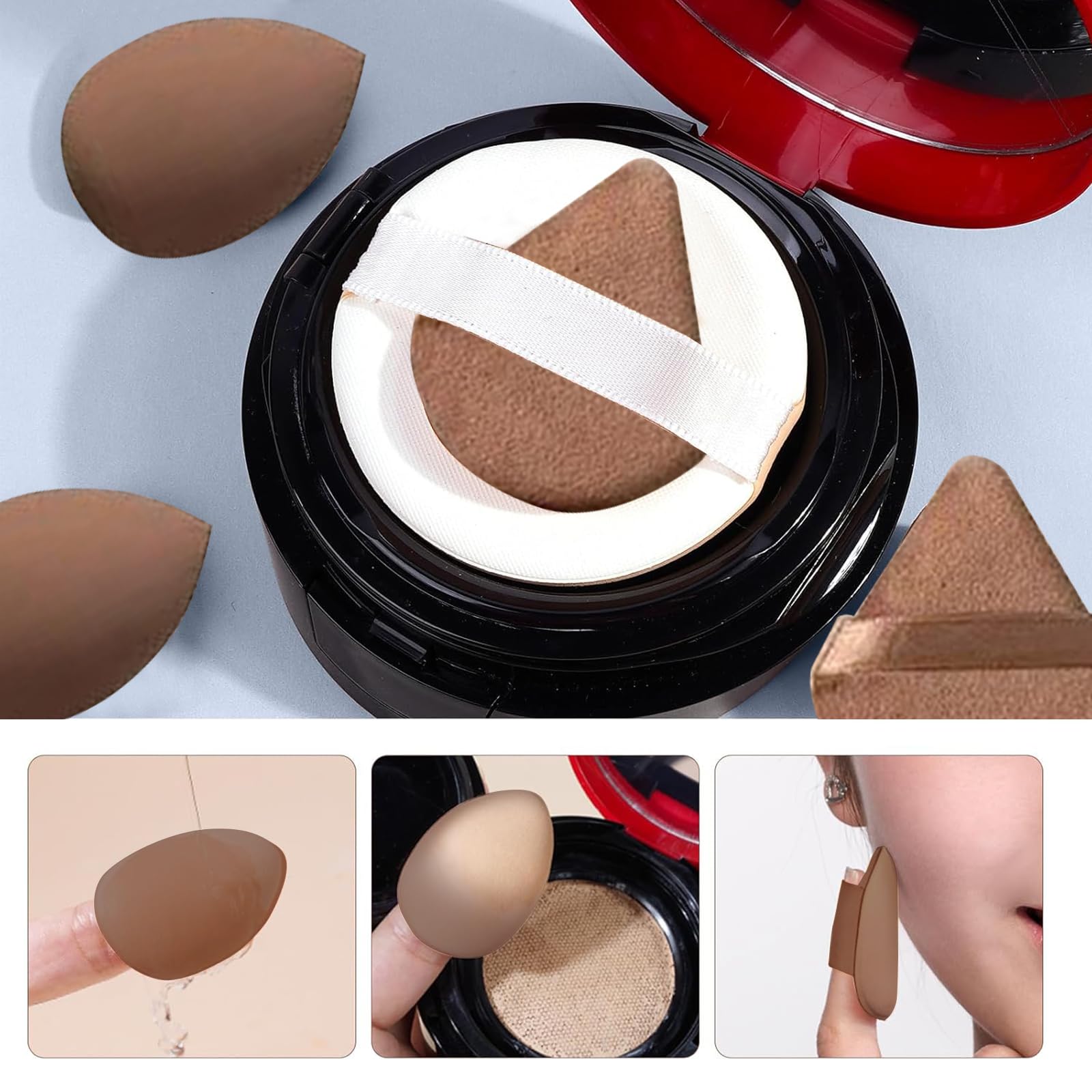 Brochas de Maquillaje 40 Piezas, Set Profesional de Brochas de Maquillaje con Esponjas, Banda y Bolsa de Terciopelo, para Base, Polvo, Sombras de Ojos