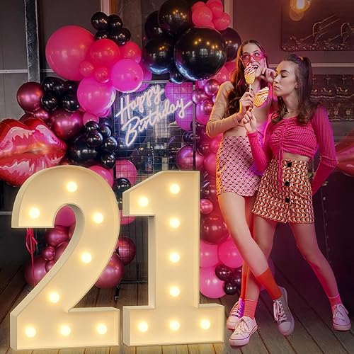 Miniatura 2 de Números iluminados de marquesina 2, números de marquesina gigantes de 3 pies para decoración de cumpleaños de 21 y 32 años, números grandes