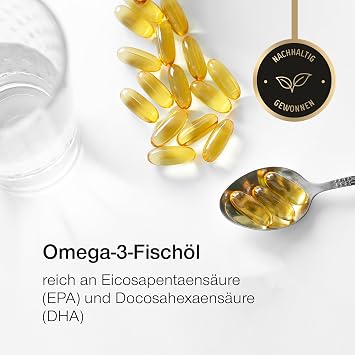 Omega 3 Capsules High Dose 3000 mg - Premium Fish Oil 120 Capsules - Triple Effect - High DHA & EPA Content - Pure Omega 3 Oil from Sustainable Fishing - Laboratory Tested Fish Oil Without Additives