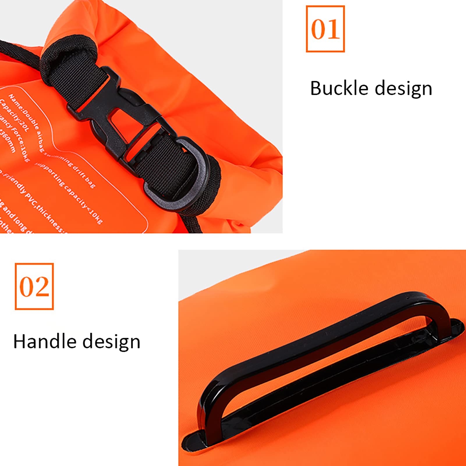 Premium Schwimmboje mit trockentasche, 20L für Triathleten, Stand up Paddling oder Wassersportler, offenen Wasser Schwimmer【Gut sichtbarer für wasserdichtes aufbewahren von Wertsachen】- TRAGBAR&LEICHT