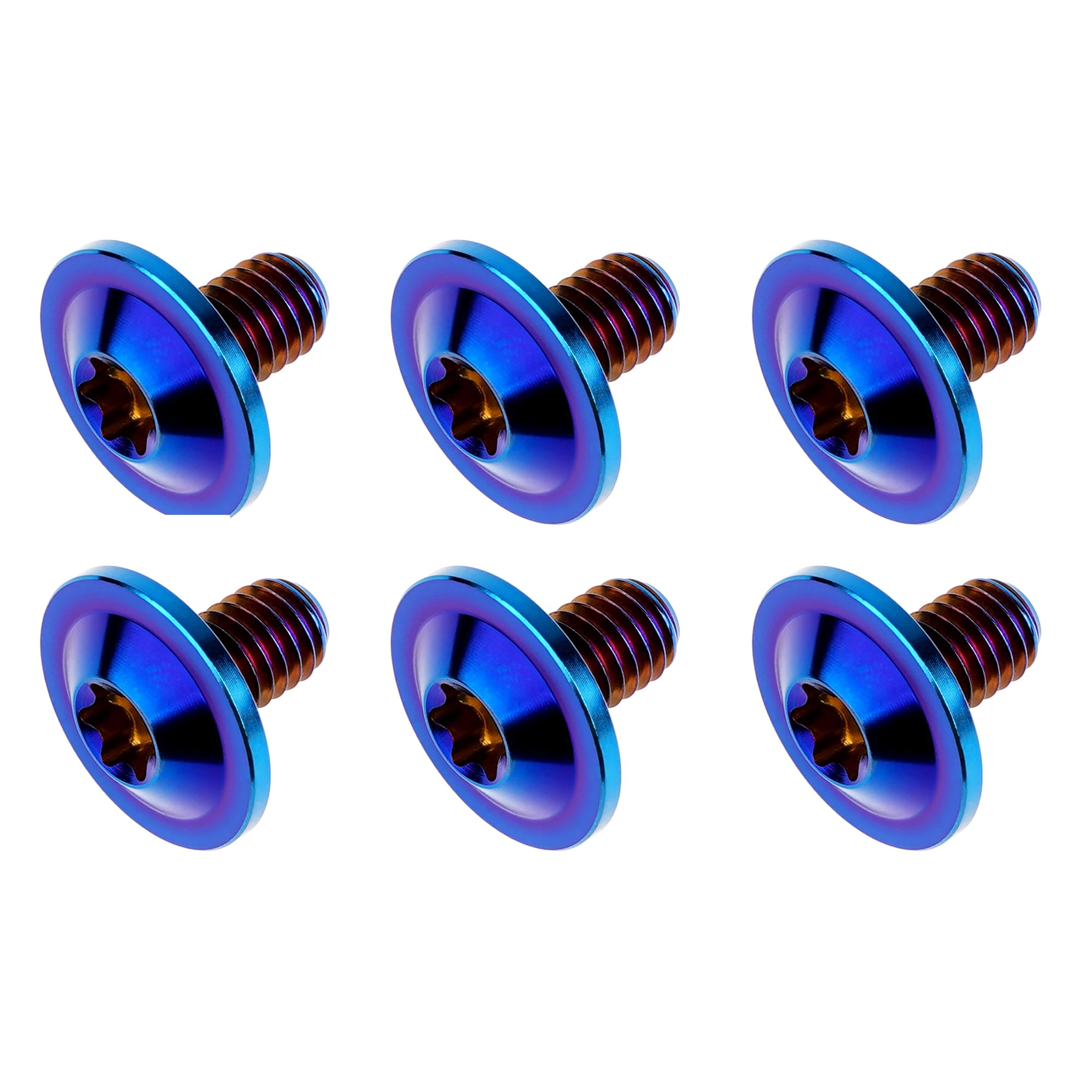 DWAMMEBRS Bolt M6x10 15 20mm Torx Head Screw For Bike Brake Lever Stem Parts Fasteners Pack Of 6(Burn Blue,M6x10mm)