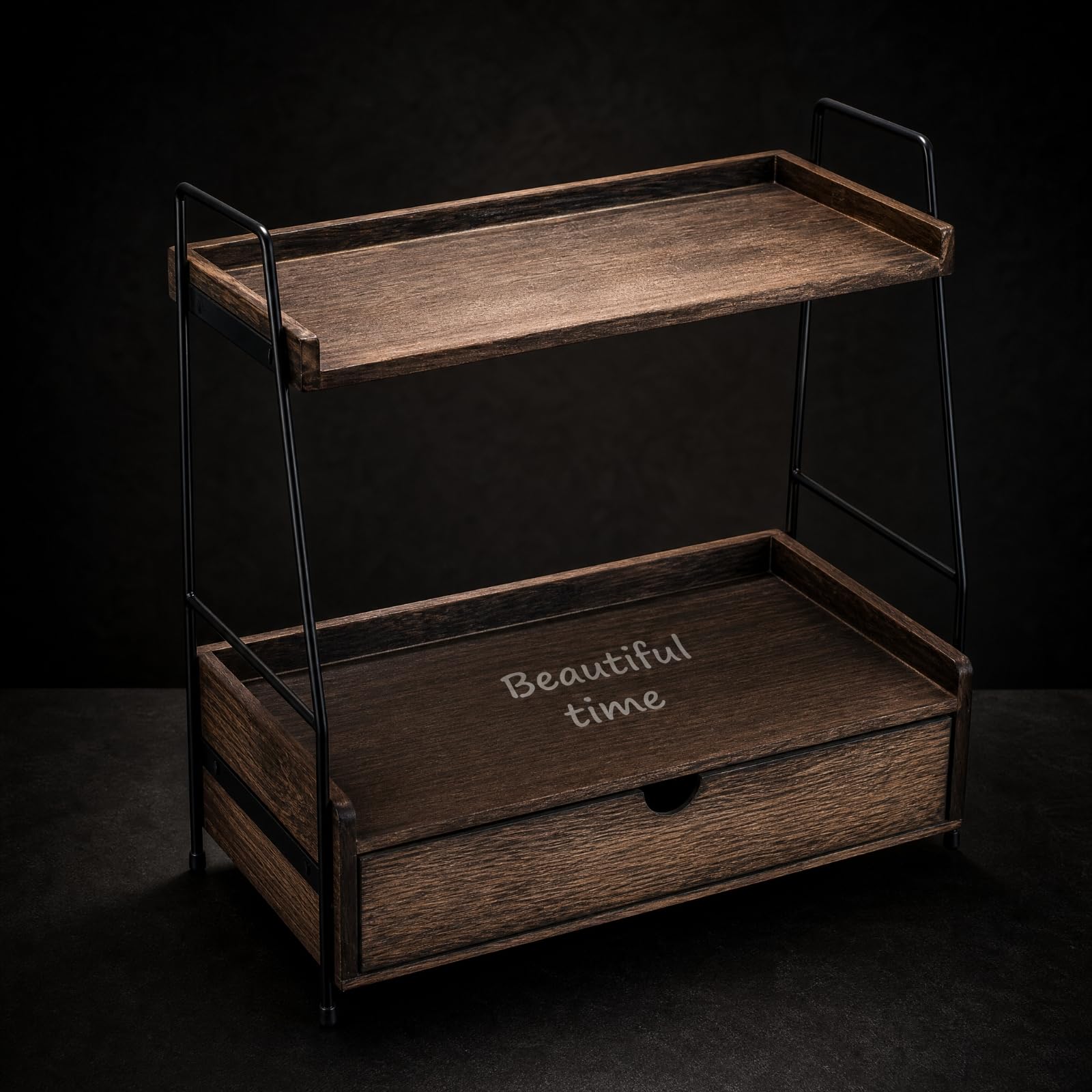 Organizer da Scrivania con Cassetto Inferiore Moderno oggetti da Tavolo in Legno e Met Compatto Struttura di Archiviazione per Bagno