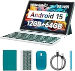 Android 15 Tablet, 10 Inch Tablet, 20GB RAM+128GB ROM/2TB Expandable Tablet PC, 2 in 1 Tablets with Keyboard, Mouse, Case, Stylus, Quad-core 2.0GHz CPU HD Screen, 5G WiFi 6 BT 5.0, 8MP Camera Tableta