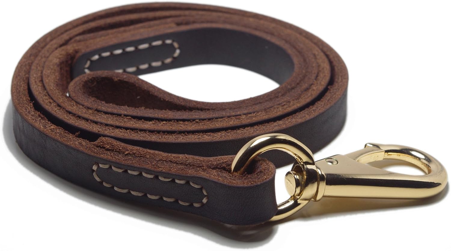 Yogadog - Hight Quality Genuine Leather Dog Training Leash 3.6 Feet Long By 3/5 Inch Wide, Brown. Large Metal Clasp for Medium and Large…