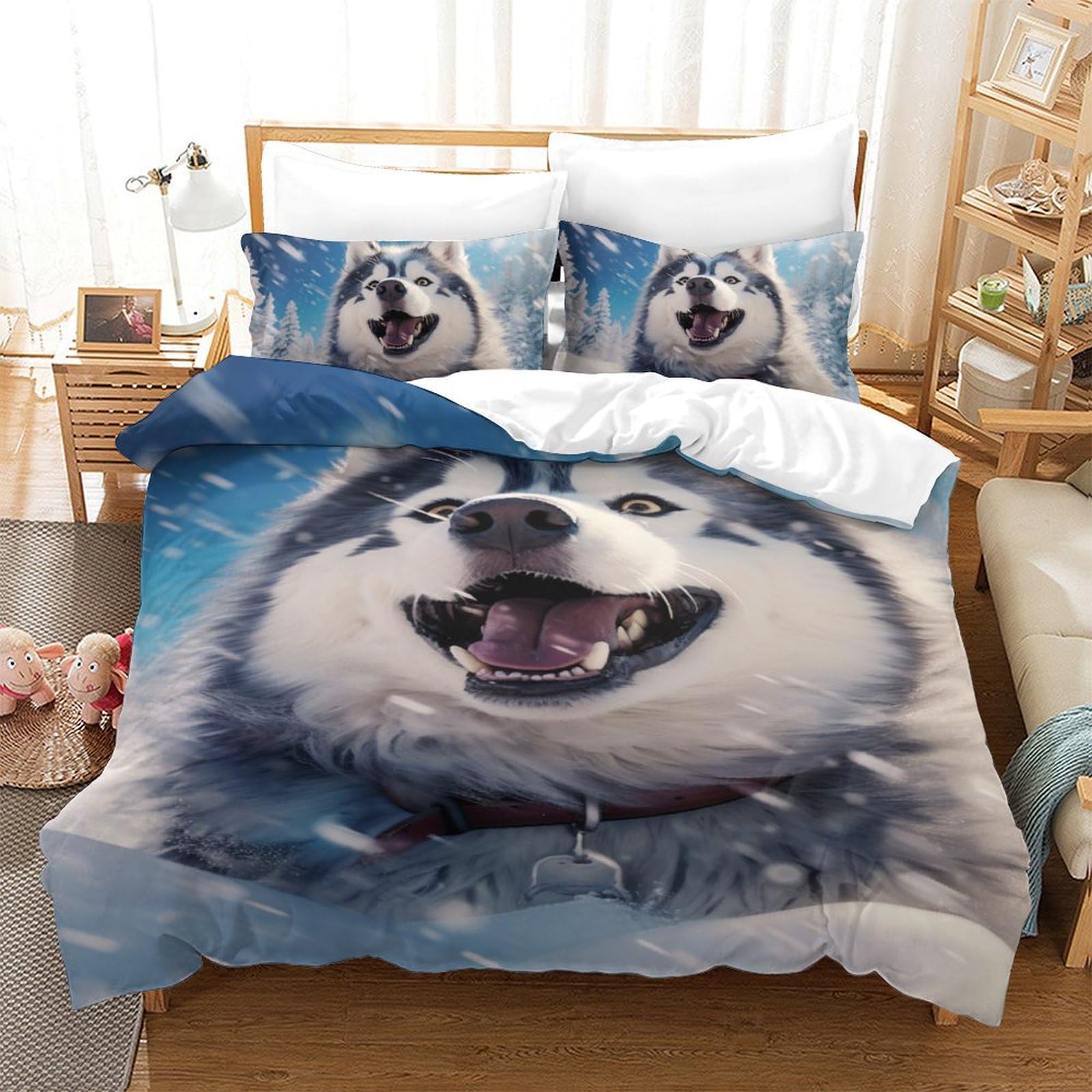 Housse de couette Husky 140x200 microfibre anti-plis pour lit une personne