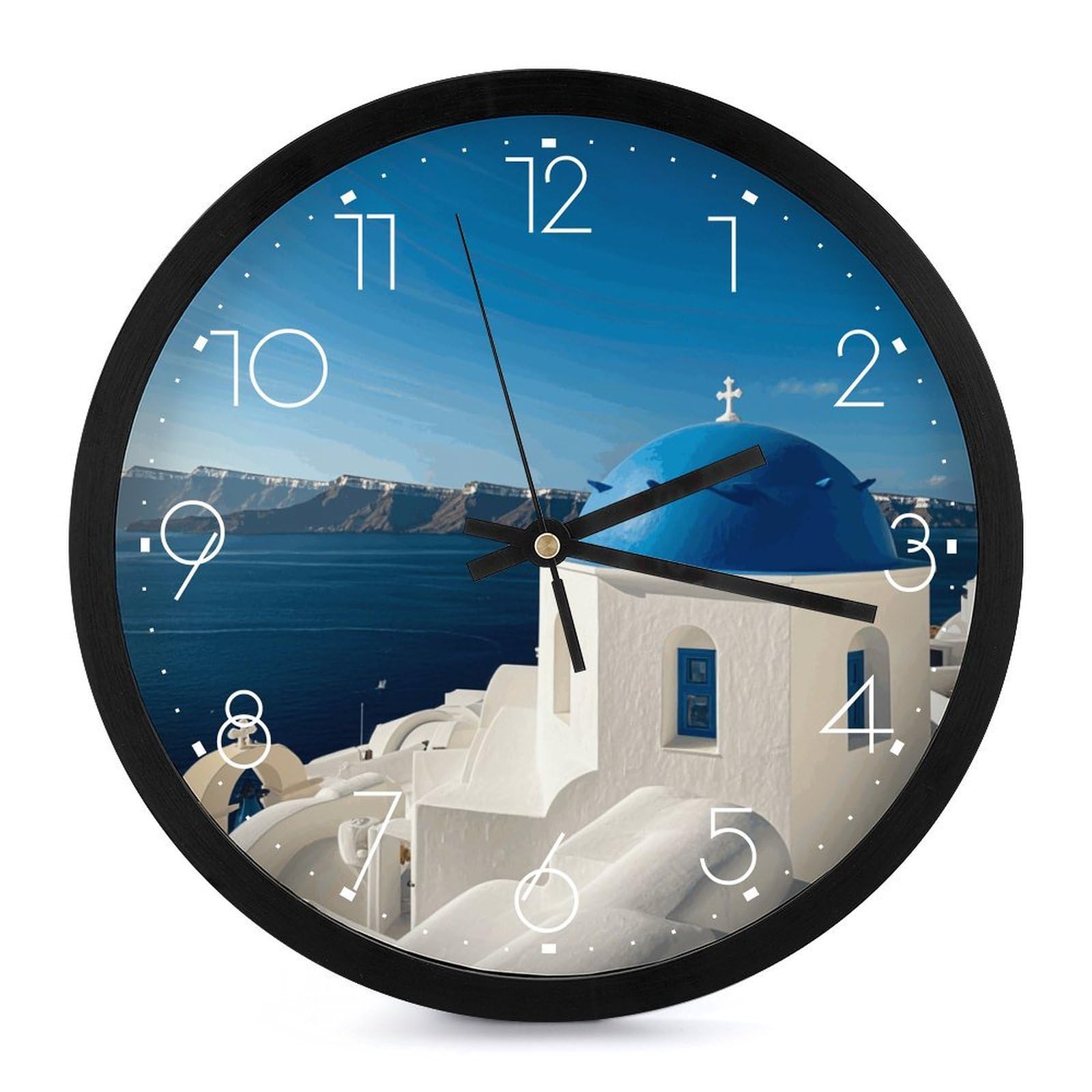 Horloge murale grecque haut de gamme Santorini design moderne rond blanc