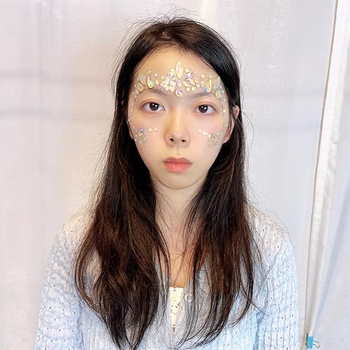 Miniatura 10 de Joyas faciales para mujer, gemas autoadhesivas de Halloween, tatuaje temporal fluorescente, joyas de cara y cuerpo para festivales de música, fiesta
