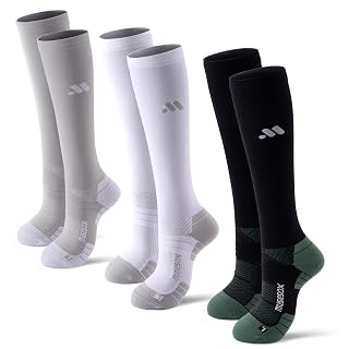 Compression Socks for Women and Men,Knee High 15-20mmHg Graduated Circulation(3 Pairs) for Nurses,Pregnant,Travel - Amazon product rated Grade A