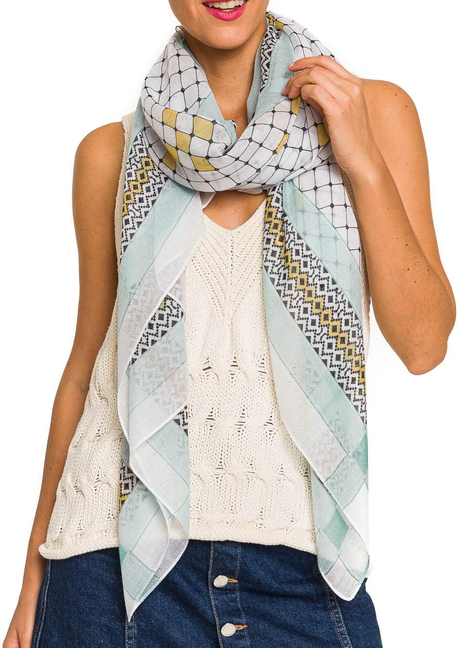 MELIFLUOS DESIGNED IN SPAIN Scarf for Women Lightweight Geometric Fashion For Summer Fall Scarves Shawl Wraps - Image 2