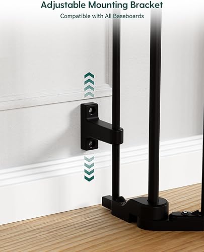 Miniatura 6 de Puerta extra ancha para bebé, puerta para perros para escaleras de casa, chimenea, 3 paneles de metal, color negro