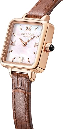 Miniatura 2 de Lola Rose Reloj de pulsera con correa de cuero marrón genuino con exquisito collar de cuentas de madre perla, Lola Rose Reloj de pulsera con correa