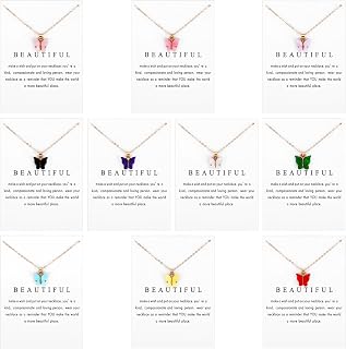 10 Pieces Colorful Butterfly Pendant Necklace Set For Women, Colorful Butterfly Jewelry Butterflys Necklace, Butterflys Chain Necklaces Pack Friendship Party Jewelry Gift