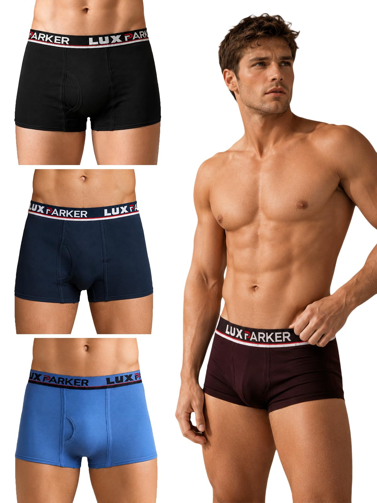 lux parker 100% Cotton Assorted Semi Long Trunk for Men | Trunk Underwear for Men | Mens Trunk Underwear | Trunk for Men Pack of 4 | Colors May Vary-picture-19