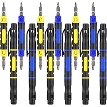 12 Pack 4 in 1 Pocket Screwdriver Portable Pen Screwdriver Multipurpose Screwdriver Crossing Flathead Double Ended Screwdriver for Repairing Installing Hand Tool, 2 Colors