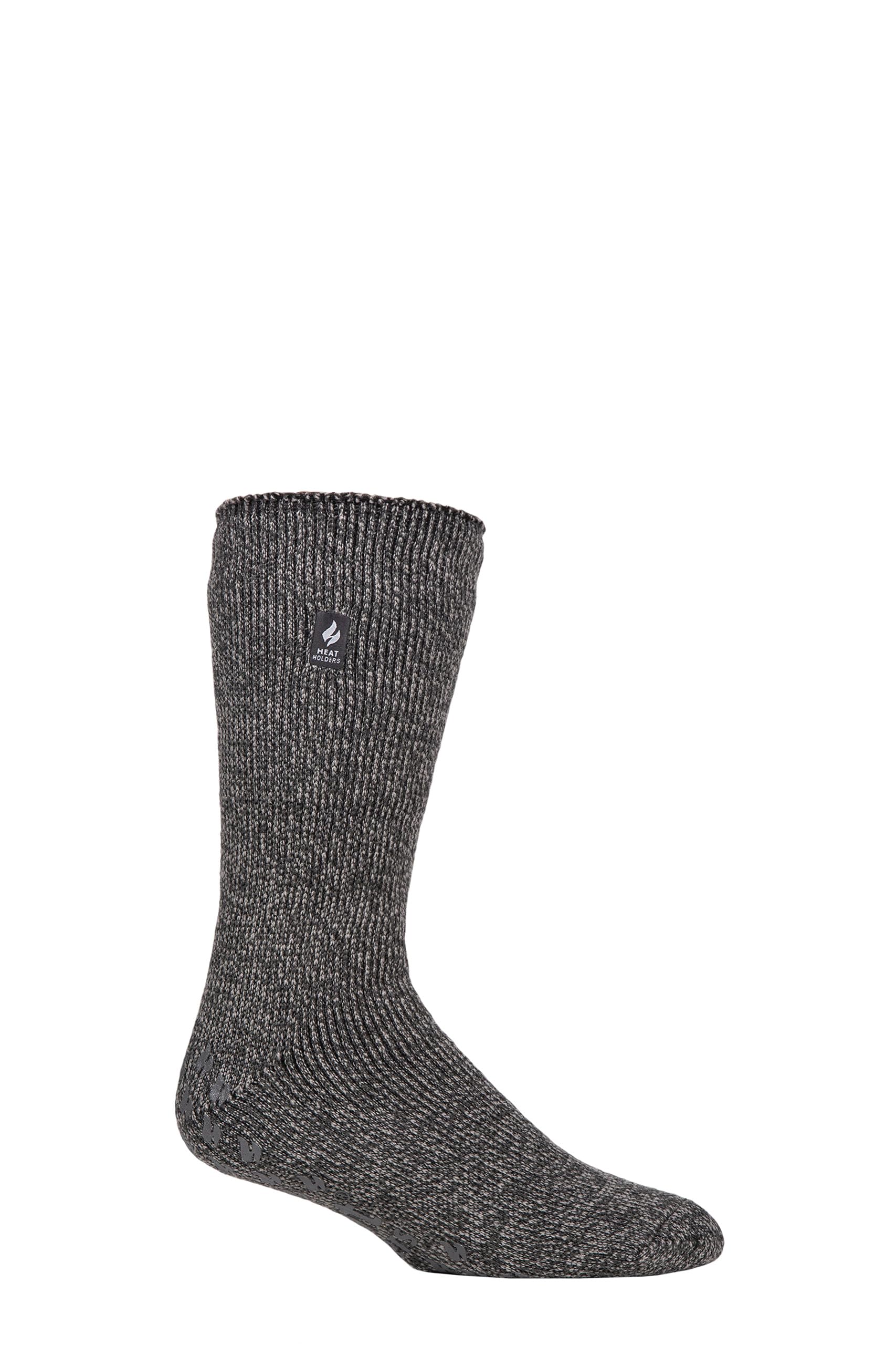 SOCKSHOP Heat Holders Men's Slipper Socks - 2.3 TOG - Mid Grey - Size 6-11