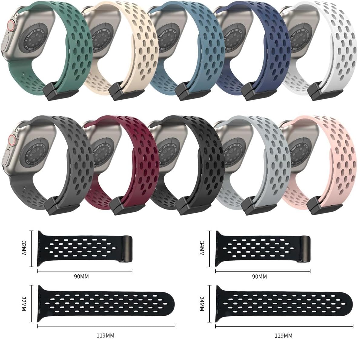 Watch Band xDfind Magnetic Clasp Silicone Watch Band