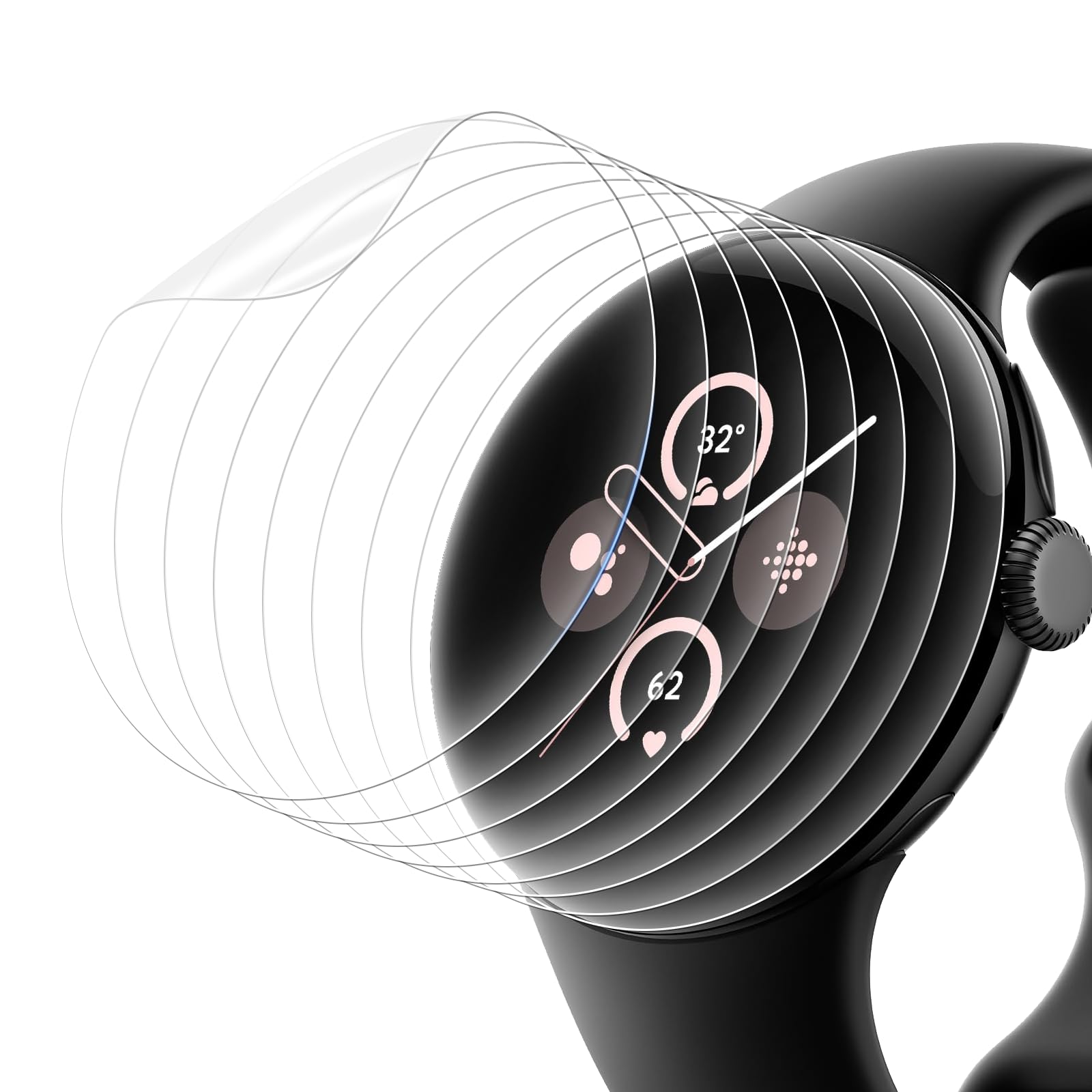 EDIMENS8 Pack Screen Protector for Google Pixel Watch/Google Pixel Watch 2 Screen Protector, Soft TPU Film Flexible Bubble-Free Anti-Scratch HD Clear Fingerprint Sensor Ultra-Thin Screen Protector