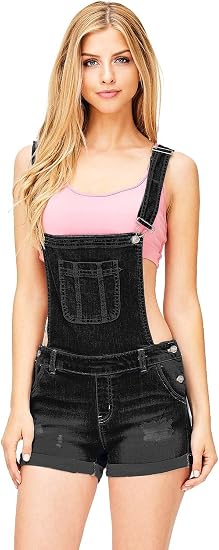 Juniors Cute Denim Overall Shorts 