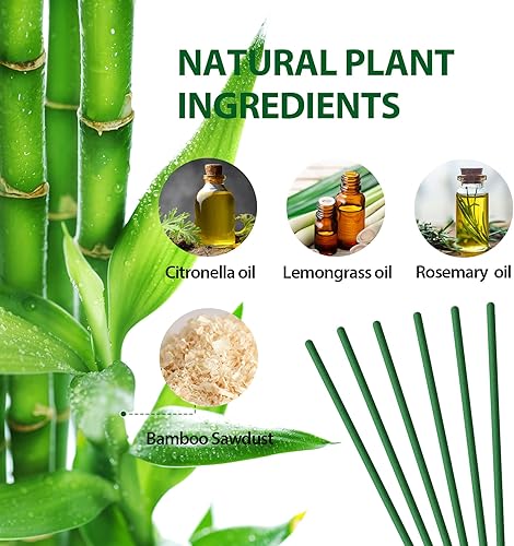 KICKOUTOR® Mosquito Repellent Outdoor Patio 120 PCS Citronella Oil Mosquito Incense Sticks Natural Organic Mosquito Barrier Mosquito Repeller for Backyard Travel Camping Indoors Gnat Mosquito Control(120 Sticks Green)