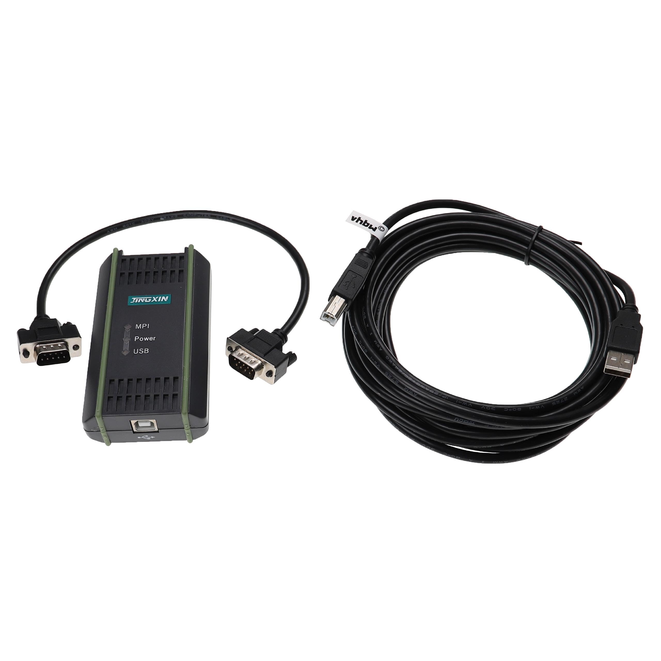vhbw Cable de programación USB-MPI reemplaza Siemens 6ES7972-0CB20-0XA0 para sistema de control - Cable de conexión, 5 m