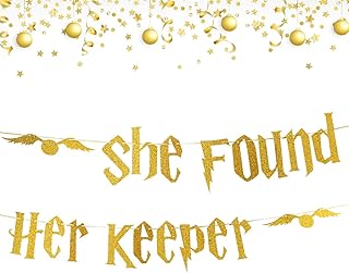 Gold Glitter Bachelorette Party Banner Decorations - Bridal Shower Hen Party Decorations Supplies, Wedding Party Decoration, Gold Glitter Banner | She Found Her Keeper