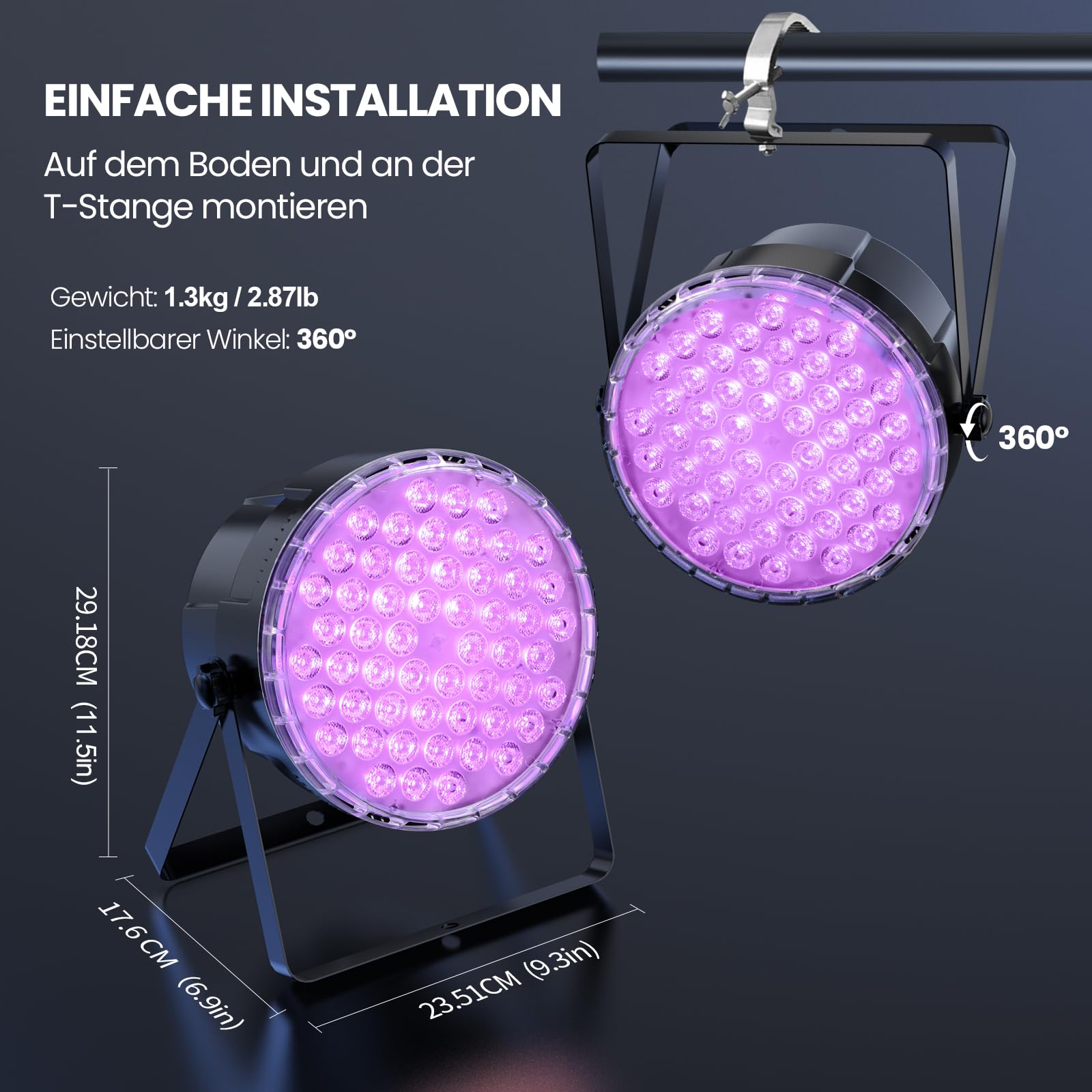 BETOPPER Bühnenbeleuchtung 54x3W Par-Scheinwerfer DJ 3-in-1 RGB LED 2P | Disco Beleuchtungskörper mit überragender Helligkeit, Stroboskoplicht Wash-DMX-Licht für Partys, Konzerte, Kirchen, Bar
