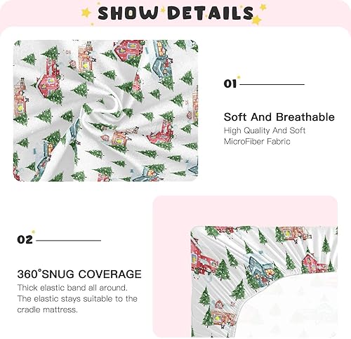 Miniatura 4 de Christmas Pattern Crib Sheets - Stretchy Fitted Crib Sheets for Boys Girls, Unisex Cozy Baby Crib Sheet 28 x 52 x 9 Inches