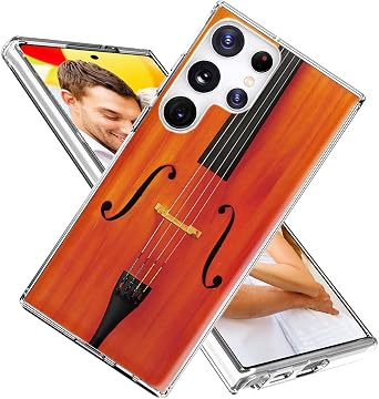 for Galaxy S23 Ultra Case,Samsung S23 Ultra Case for Girl Women Men,Shockproof Thin Slim Soft TPU Protective Cover for S23 Ultra,Funny Musician Music Lover Musical Instrument Cello Violin