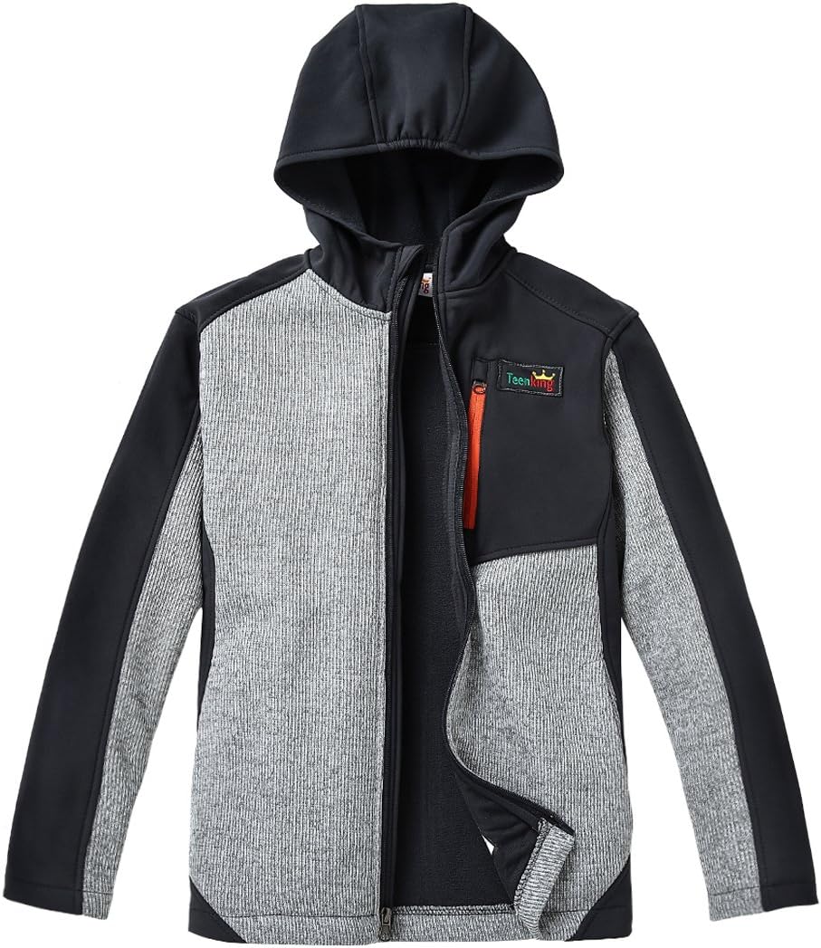 Teenking Boy's Fleece Outdoor Jacket with Hood Little Boy(3T) Light Heather Grey