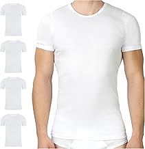SES 4 Pack Men's Undershirt Short Sleeve Double Rib 100% Cotton