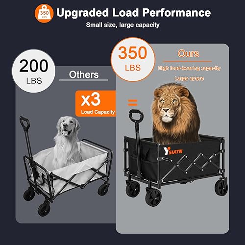 Miniatura 2 de Carrito plegable con capacidad de peso de 350 libras, carrito de compras ligero con ruedas, carrito plegable de comestibles portátil para playa,