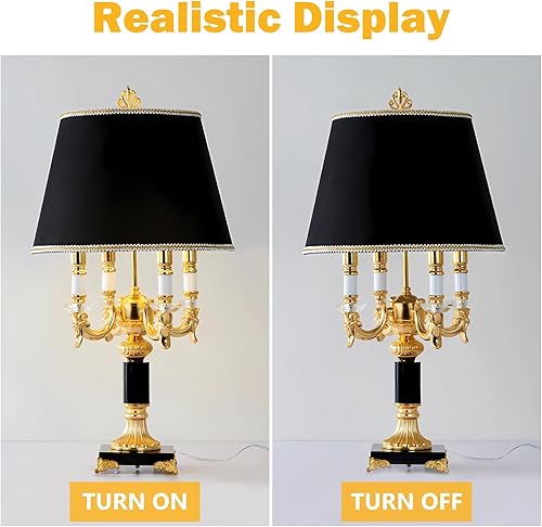Miniatura 5 de Radiya European Luxury Crystal Table Lamp, Crystal Lamp Post, Black Silk Fabric Lampshade, Retro Living Room Bedroom Office Bedside Lamp Creative